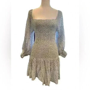 Jen’s Pirate Booty Haitian Rose Mini Dress Balloon Sleeves Ruffle Hem Blue XS